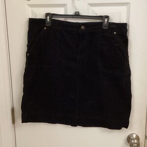 Izod Black Corduroy Mini Skirt with Front Pockets
